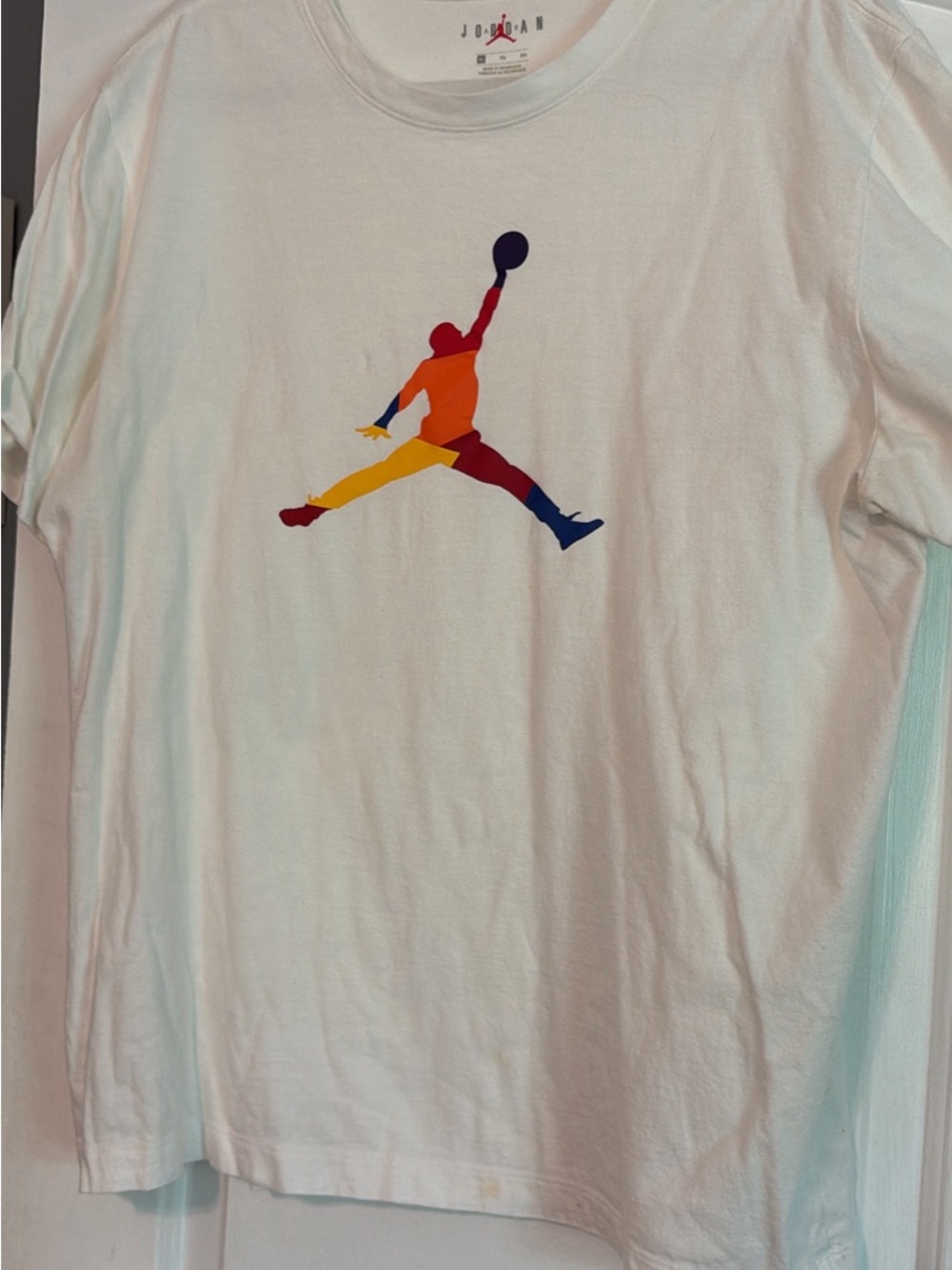 Jordan White Tee with Red Jumpman Logo